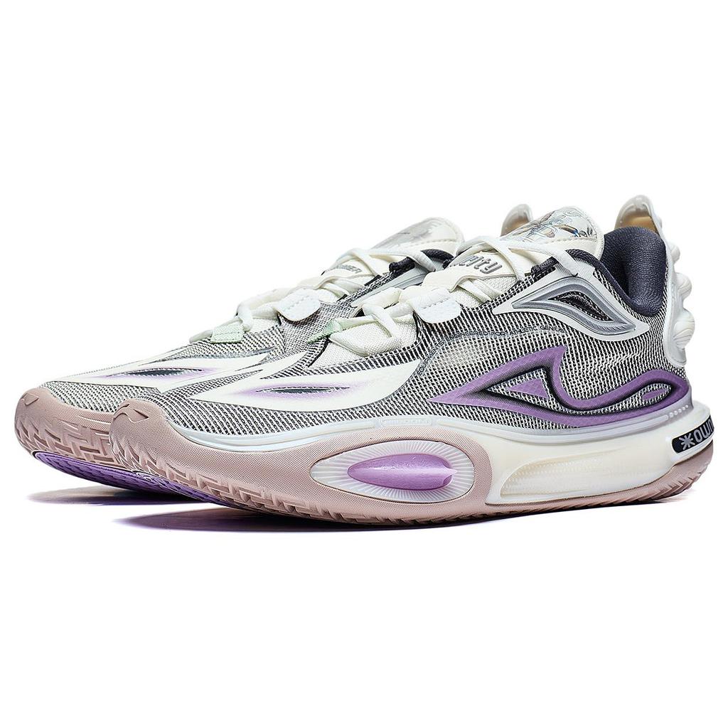 Li Ning Wade All City 11 V2 Амортизация Дышащая Поддержка Легкий Отскок Низкие Баскетбольные Кроссовки Мужские Слоновая Кость ABAT093-3