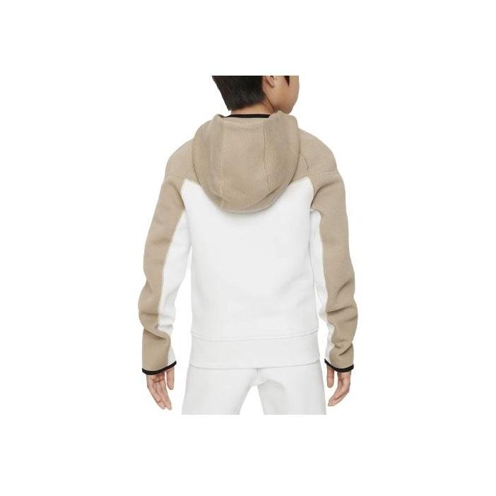 Nike Спортивная одежда Tech Fleece Color Block Logo Print Zip-Up Hoodie Детские толстовки с капюшоном Khaki FD3285-121
