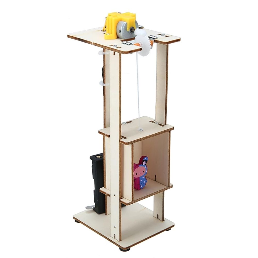 Educational Toys Wooden Elevator Technology Making Toys Electric Toy Assembled Electric Lift