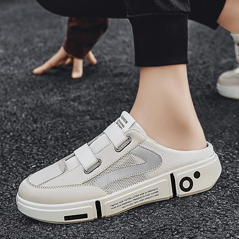 Мужские полуботинки на платформе, мюли, сандалии, летние лоферы без задника, тапочки, мужские шлепанцы, шнуровка, мужская повседневная обувь с полупяткой