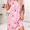 Plus Size Summer Women Nightdress Short Sleeve Cute Cartoon Sleepwear Sweet O Neck Nightgowns Pyjamas Lady's Cotton Sleepdress