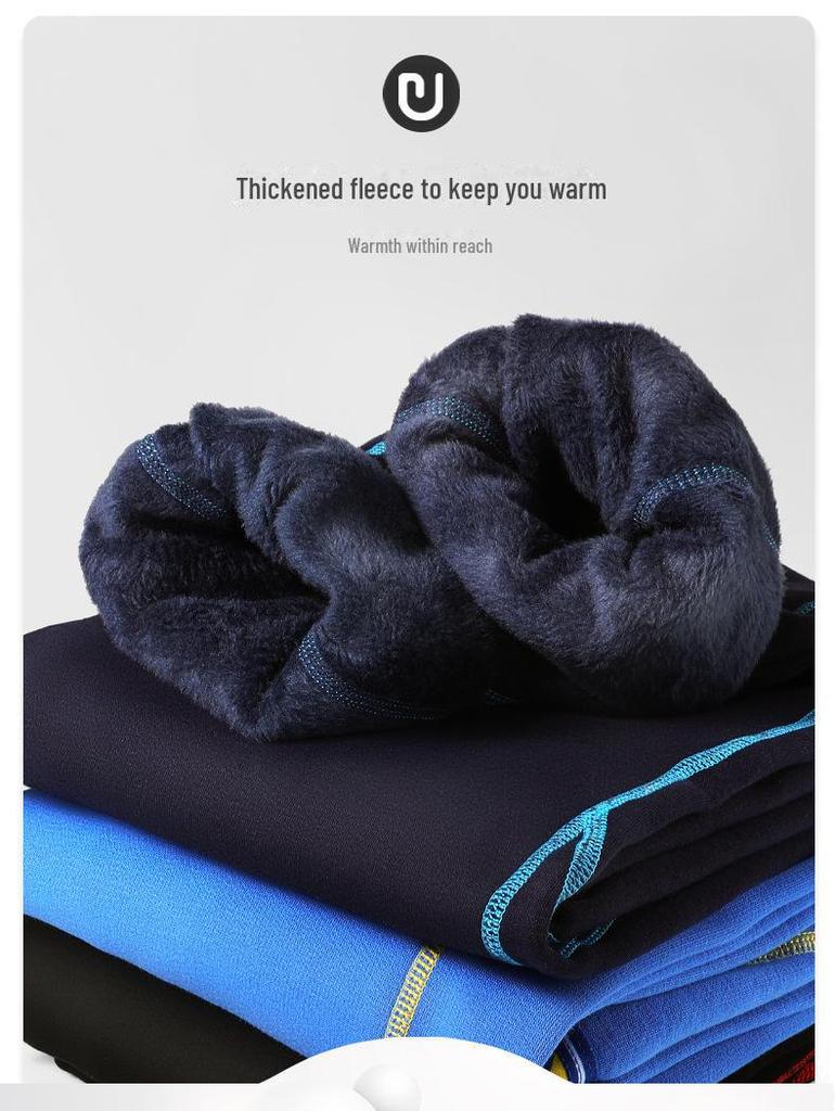 Мужские леггинсы из хлопчатобумажной шерсти с толстой флисовой подкладкой для зимы и осени