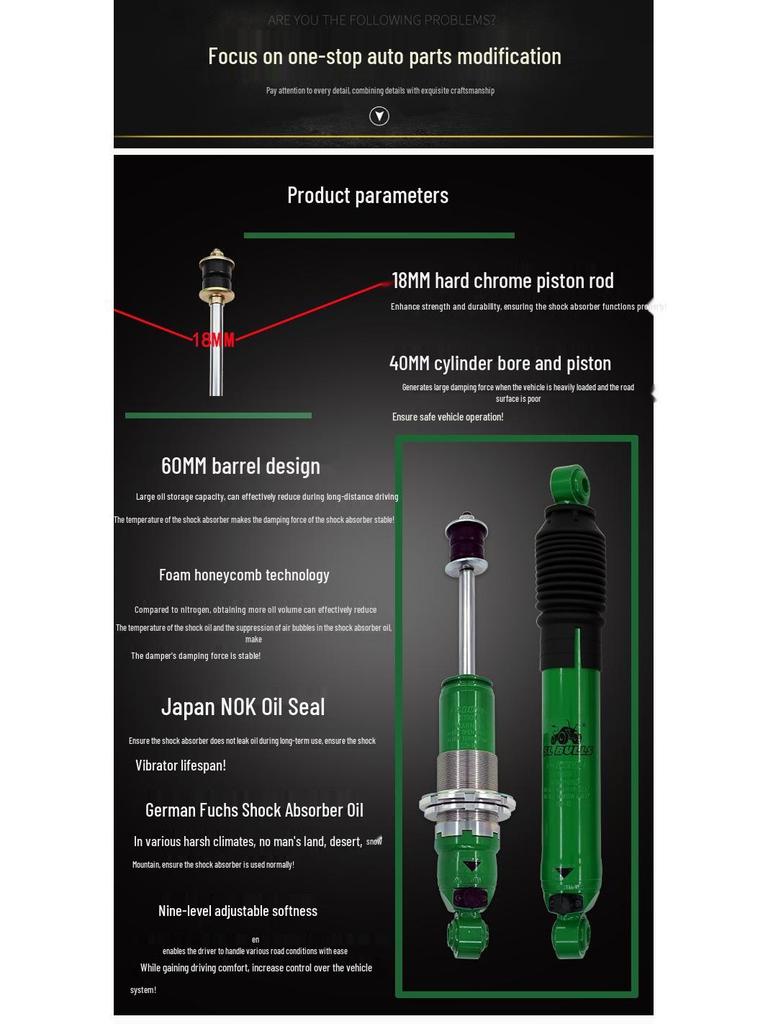 Foton Mars 7 Series Off-Road 2-Inch Lift Kit with Adjustable Shock Absorbers