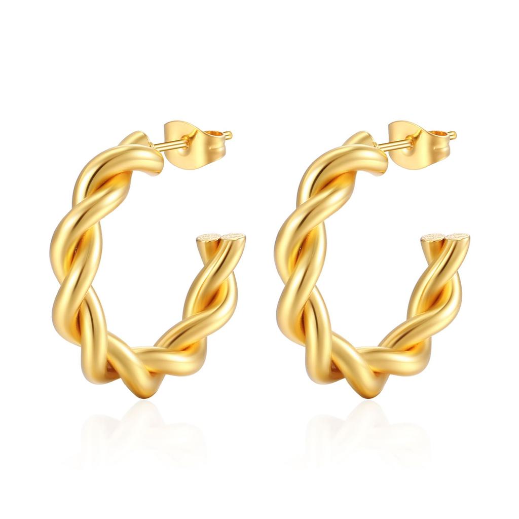 Серьги Twist из нержавеющей стали, легкие, роскошные, женские, трендовые, золотые, C-образные серьги, украшения для ушей из титановой стали