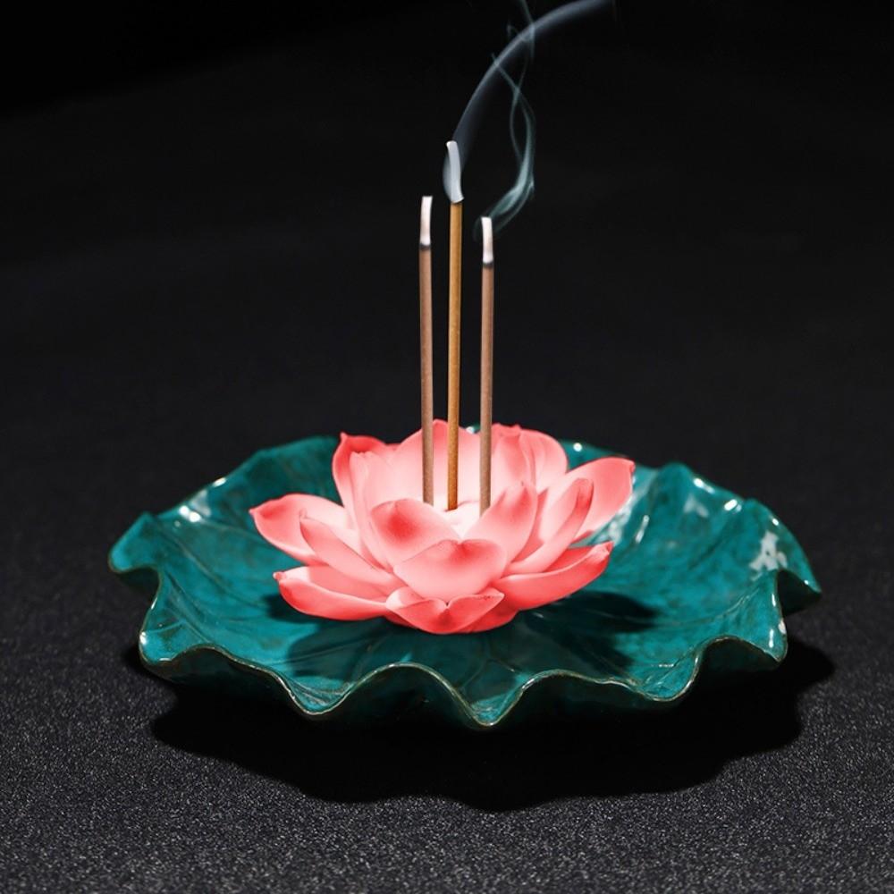 Ceramics Lotus Incense Burner Sleep Aid Lotus Incense Stick Lotus Censer Holder Aromatherapy