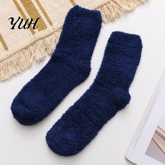 Moisture Wicking Thermal Socks Thickened Plush for Men, Winter Solid Color Fuzzy Socks, Warm Slippers Soft Indoor Sleep Footwear, Coral Fleece