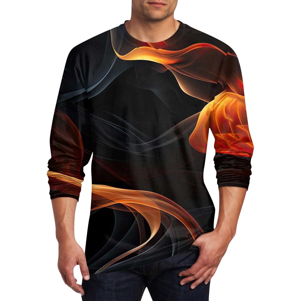 Муж. Футболка Круглый вырез Одежда Одежда На открытом воздухе Длинный рукав С принтом Модельер Винтаж