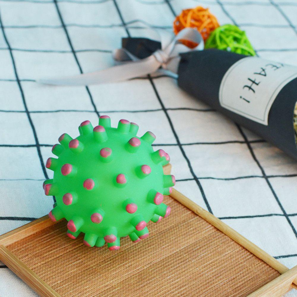 Color Interactive Play Teeth Cleaning Crazy Soft Rubber Dog Chew Ball Squeaky Sound Funny Pet Toys