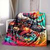 1pc Beastly Fury "Chained Chaos" Print Blanket   Lightweight Flannel Throw Blanket For Sofa, Bed, Living Room, Office, Outdoor Travel, Camping