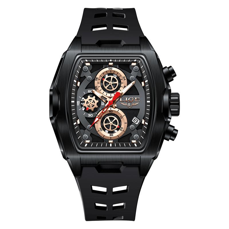 LIGE Men Sport Watch Fashion Chronograph Quartz Wristwatch Silicone Strap Luminous Date Waterproof Male Clock Relogio Masculino