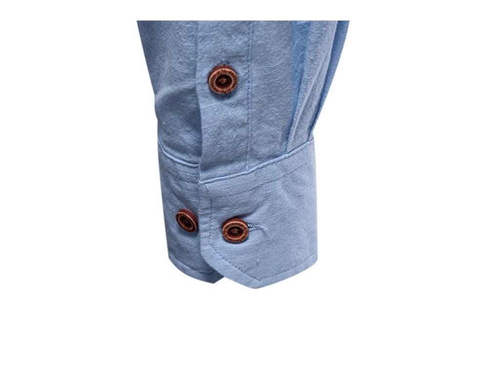 Men's Slim Fit Cotton Linen Long Sleeve Shirt - Casual Japanese Fashion, Solid Color, Spring/Summer (US Size)