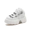 Fashion 2024 Spring New Heavy Metal Thick Bottom Heightened Mid Top Couple Motorcycle Trend Retro Fashion Lace Up Versatile Boots
