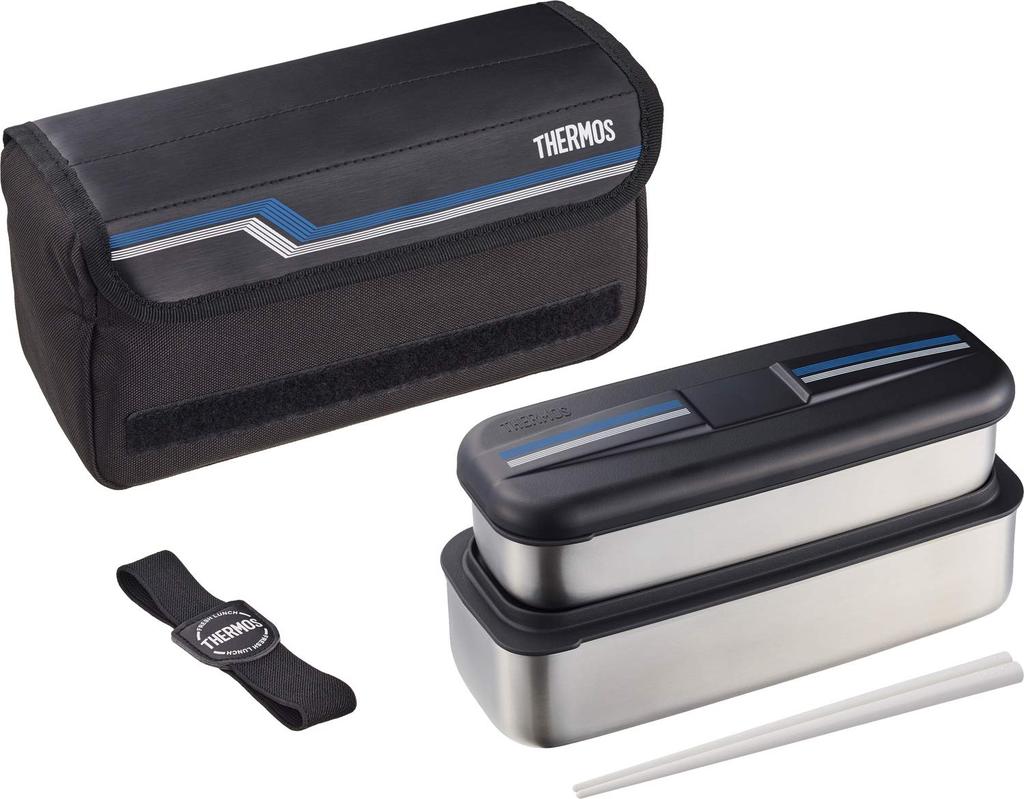 Thermos Stainless Steel Fresh Lunch Box 1100ml Line Black DSD-1104W L-BK