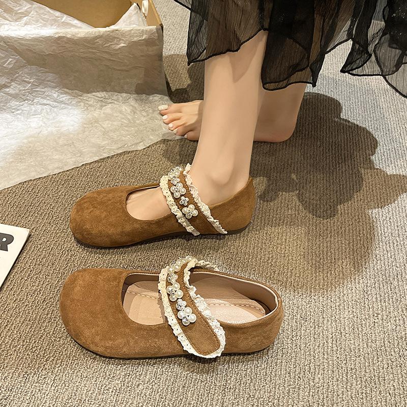 С жемчужным платьем, верхняя одежда, одиночные туфли, универсальные туфли Мэри Джейн, женская подошва, туфли принцессы, французская ретро женская мягкая юбка