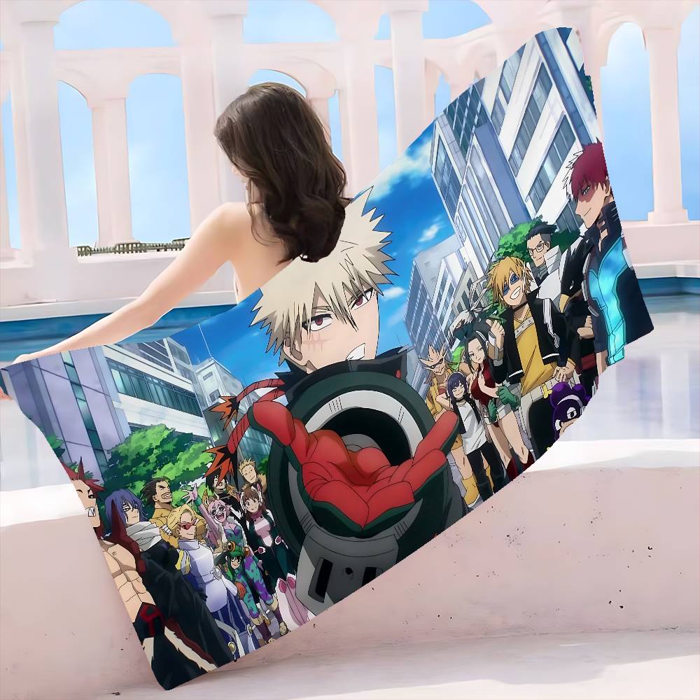 My Hero Academia Cool Cartoon Microfiber Blanket Quick Drying Beach Towels Oversized Printing Super Absorbent Pool Towel Blanket
