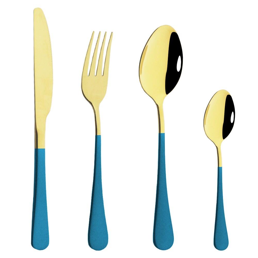 Посуда Западный золотой набор столовых приборов Набор столовой посуды из нержавеющей стали Черное золото Кухонный нож Вилка Набор ложек Столовые приборы Серебро