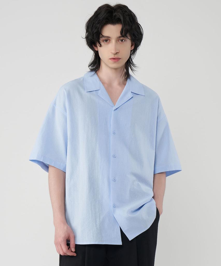 UNTAPPED STUDIO Oversized Linen Open Collar Short Sleeve Shirt 5 Colors (Type B)