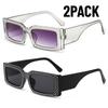 2PACK Trendy New Modern Diamond Glasses Fashionable Small Frame Square Sunglasses Women European and American Hip Hop Sunglasses