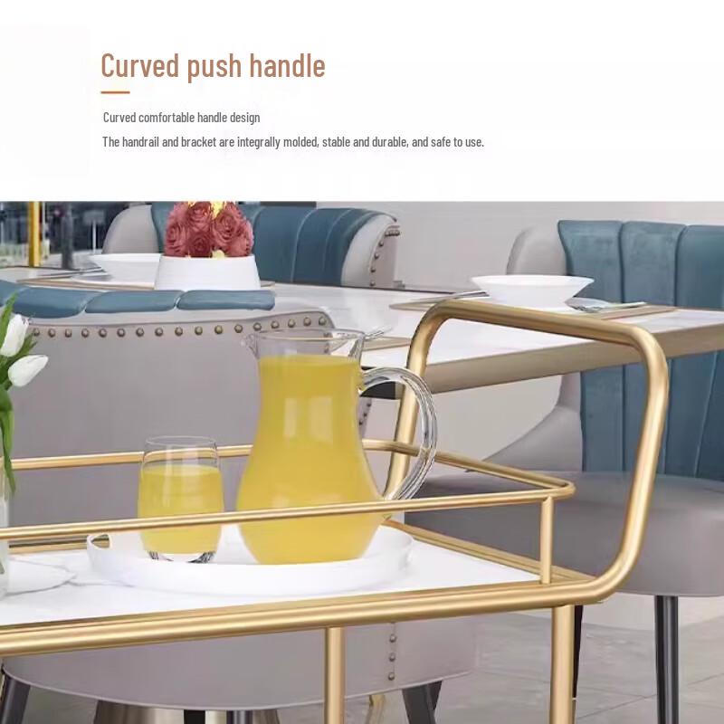 Современная золотая 2-ярусная сервировочная и складская тележка