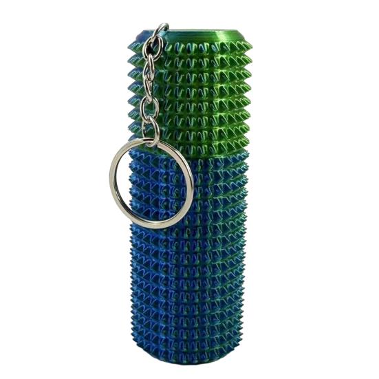 Spiky Grippie Stim Fidget Toy with Keychain Stress Relief 3D Printed Storage Box Pain Stimming Tool Teens Adults Portable Bumpy Roller Sensory Toy