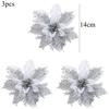10/50pcs Artificial Glitter Christmas Flowers for Xmas Tree Ornament Fake Flower Floral New Year Party Home Decoratio
