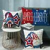 Independence Day Letter Printed Cushion Cover Memorial Memorial Pillow Linen Sofa Office Cushion Cover