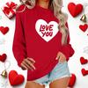 Женский повседневный пуловер с круглым вырезом и длинным рукавом с принтом ко Дню святого Валентина