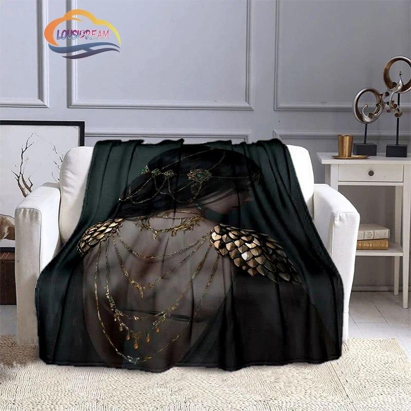 Ghost Blade Blanket 3D Printing Sexy   by Wolp Flannel Cashmere Blanket Girl Gift Beautiful Cartoon Girl