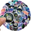 50pcs Aesthetic Star Moon Moonlight Sticker For Suitcase Stationery DIY Vintage Scrapbooking Supplies Custom Kids Gift Stickers