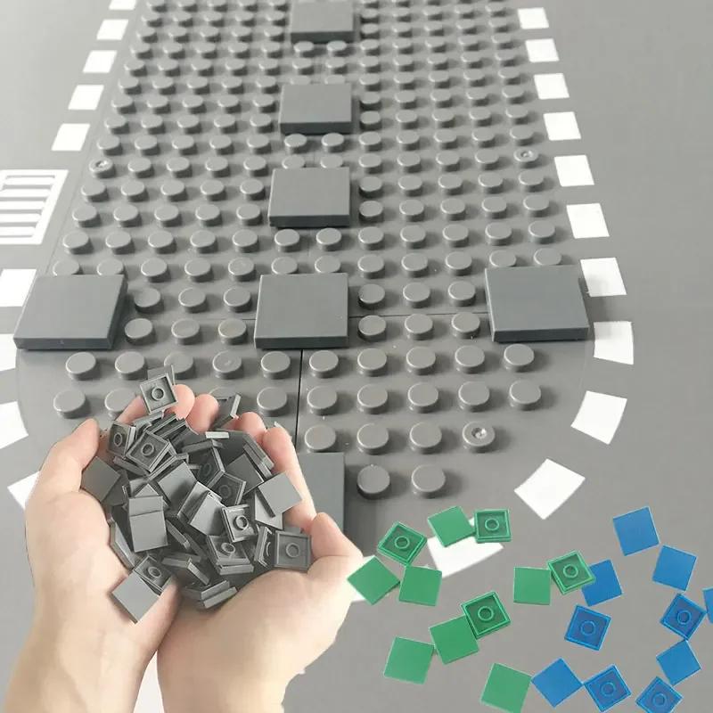 Пластиковый строительный блок DIY, плоская плитка 2x2, кубики для детей 3068, собираемые частицы 2*2, гладкие плоские плитки