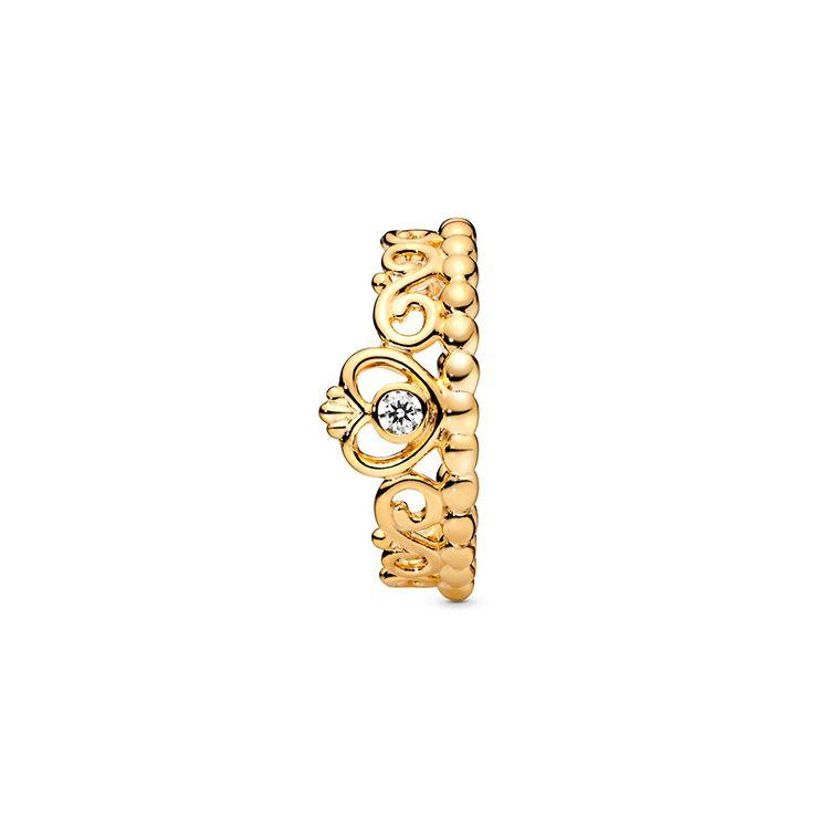 Pandora Кольцо Корона Принцессы с блеском Женские кольца Золотое 167158CZ