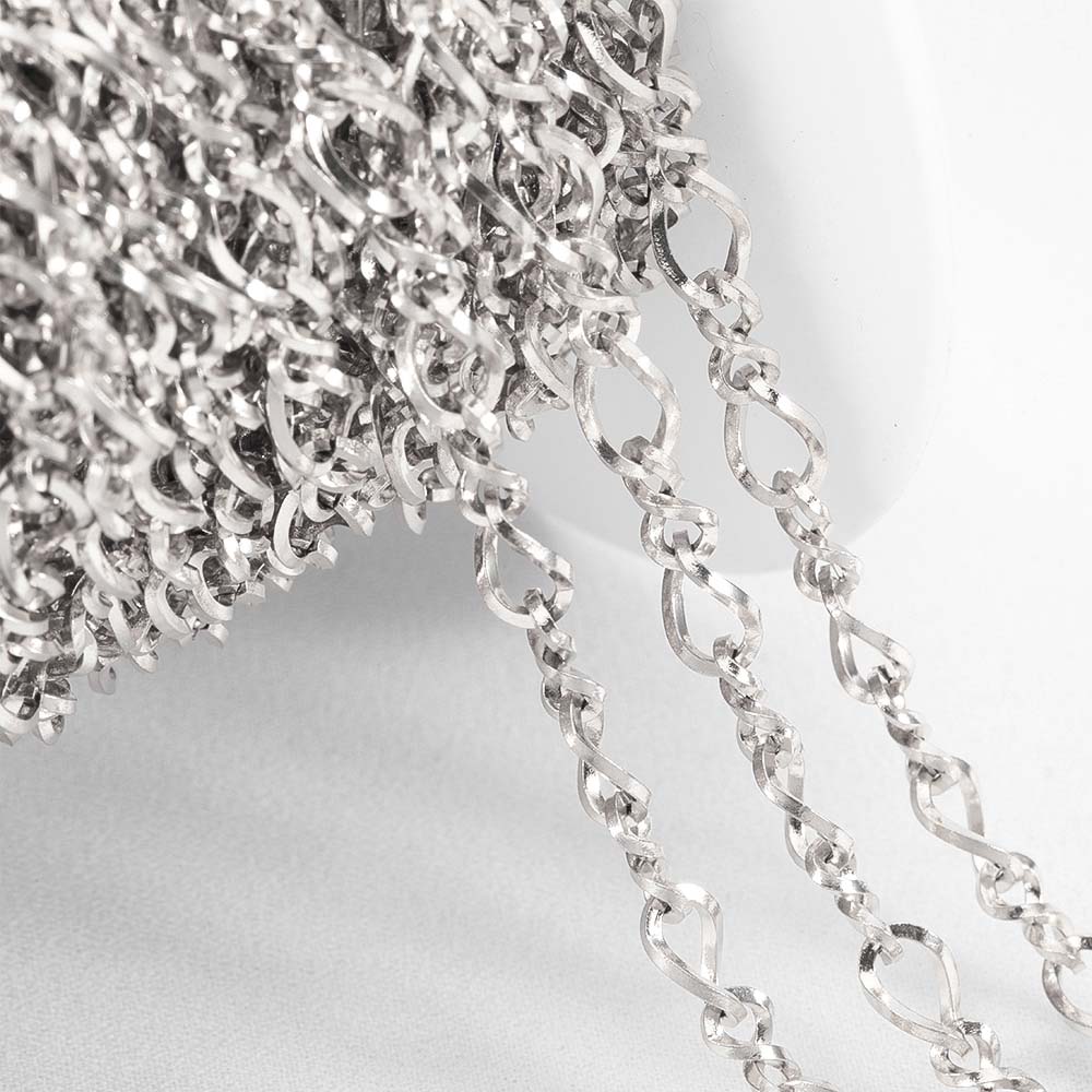 1Meter Fahsion Necklace Chain Stainless Steel 8 Shape Cross Double Loop Link Chain DIY Handmade Bracelet Material Jewelry Making