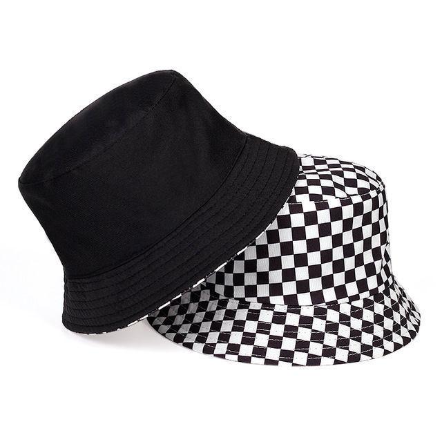 Fisherman Hat, Men's and Women's Travel Sun Hat, Adult and Children's Checkerboard Beach Casual Hat