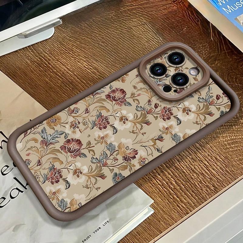 Винтажный цветочный чехол для телефона iPhone 17 Чехлы iPhone 16 16e 15 14 13 12 11 Pro Max XS XR 7 8 Plus Ударопрочный мягкий чехол