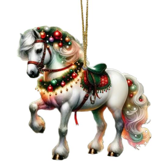 Рождественское украшение в виде лошади 2D плоское акриловое украшение на рождественскую елку подарки с лошадьми для женщин любителей лошадей фермеров друзей
