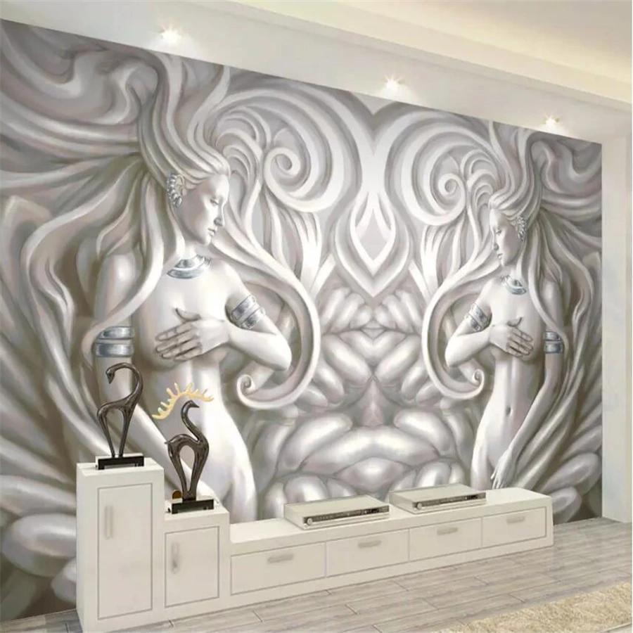 3D рельефные фрески красота скульптура современная мода 3D ТВ фон настенные фрески ресторан обои
