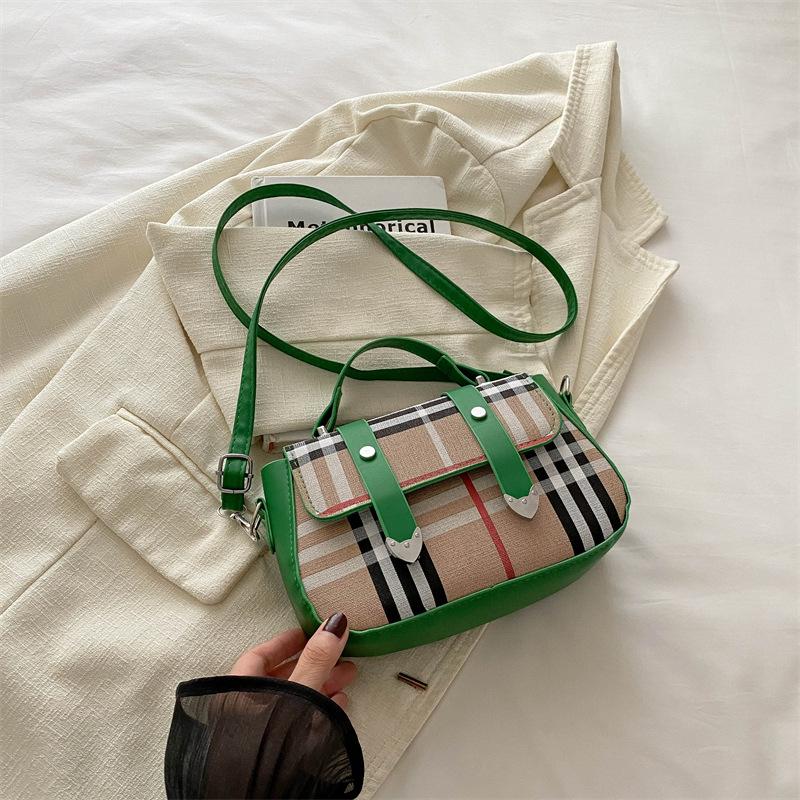 This Year's Popular Fashion Korean Version of the Versatile Ins Plaid Handbag 2025 Summer New Niche Design Small Square Bag