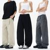 Spring and Summer American Retro Belted Stone Grinding Casual Pants Wide Men and Women Loose Straight Scimitar Pants