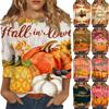 Женская модная зимняя повседневная футболка с круглым вырезом и принтом в полоску с надписью «День благодарения» с рукавом три четверти Женская одежда