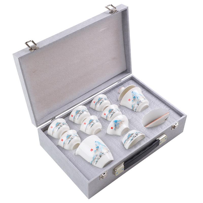 Бежевый Кильн Чайный Набор Белый Фарфор Керамика Кунг-фу Чайный Набор Домашний Чайник Подарочная Коробка Компания Бизнес-подарки