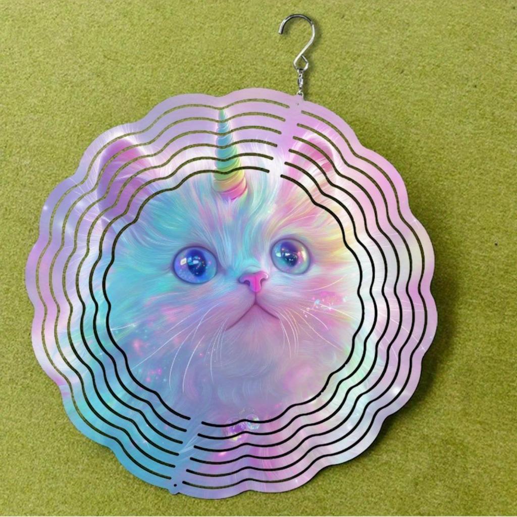 10 Inch Rotating Wind Chime with Cat Design 360 Degree Hook for Garden Balcony Decor Summer Spring Gift for Friends Family