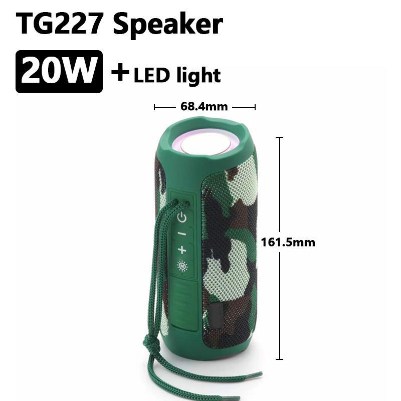 TG227 Portable Bluetooth Speaker Wireless Bass Subwoofer Waterproof Outdoor Column Boombox Stereo Loudspeaker Music Center FM TF