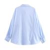 Fashion Style 2024 Autumn New Women's Clothing Easiest for Match Linen Blended Lace Trim Long Sleeves Shirt 8342738