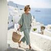 Holiday two-piece set European and American Y1 women's casual seven-quarter sleeve set Bohemian fashion