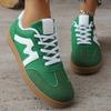 Fashion Women's Lightweight and Comfortable Sneakers Striped Lace-Up Casual Breathable Green Sports Shoes Plus Size