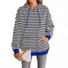 Women's Hoodie Autumn Loose Casual Striped Long Sleeve Hooded Sweatshirt
