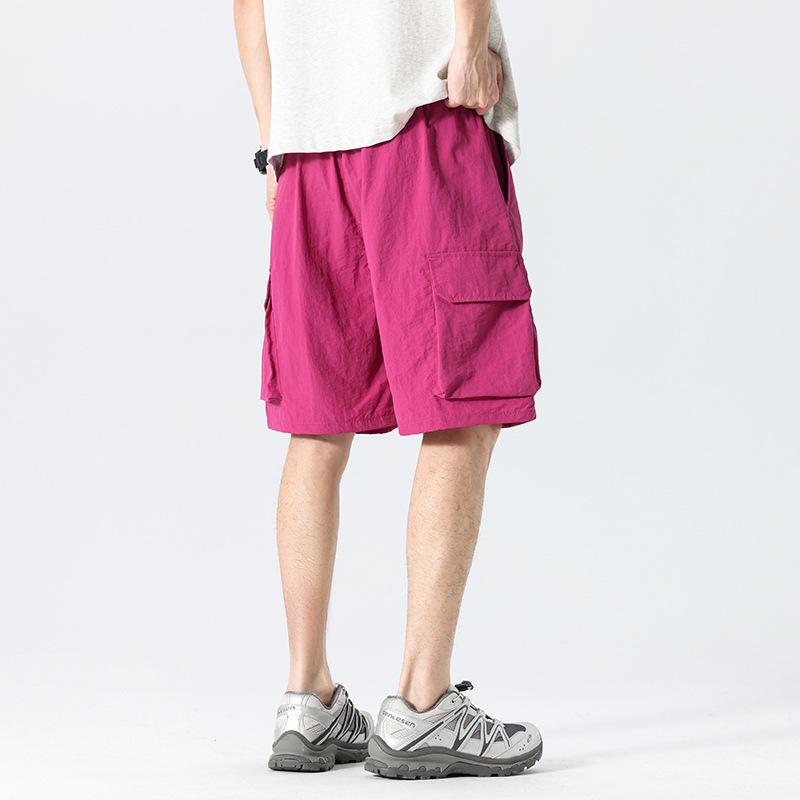 Men's Trendy Summer Loose Straight Cargo Shorts - Nylon Ice Silk, Mid-Length, Casual Fit