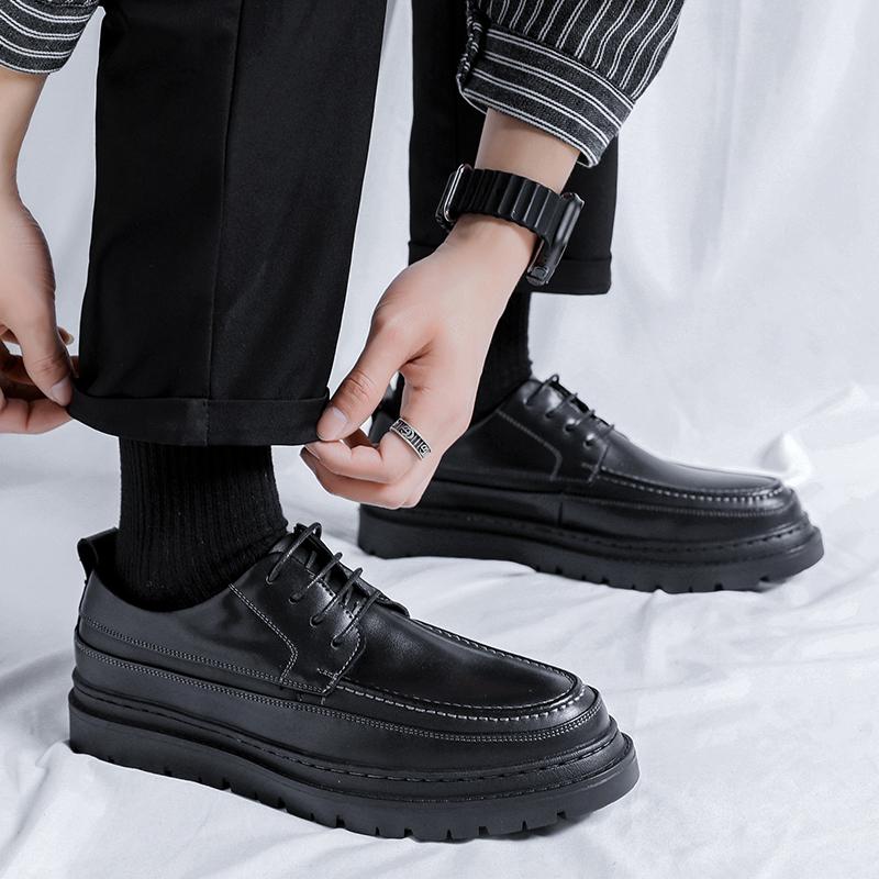 2024 Толстые Модные Туфли Оксфорды Кожаные Мужские Деловые Туфли Нескользящие Мужские Повседневные Туфли Люксовый Бренд Ручной Работы Мужская Обувь