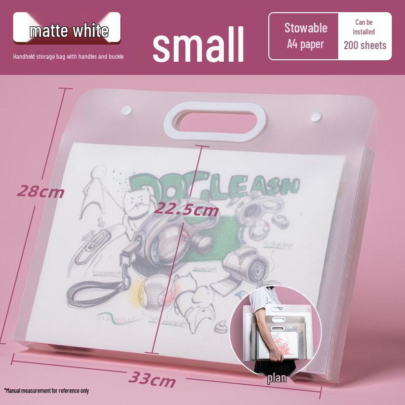 4K Frosted Art Portfolio Bag for Students - 8K Handbag for Artwork and Drawing Paper Storage.