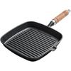 Steak Frying Pan, Cast Iron Grill Pan with Wooden Handle, Induction Compatible, Fish Grill, Steak Grill, Direct Flame Compatible, Multi-functio
